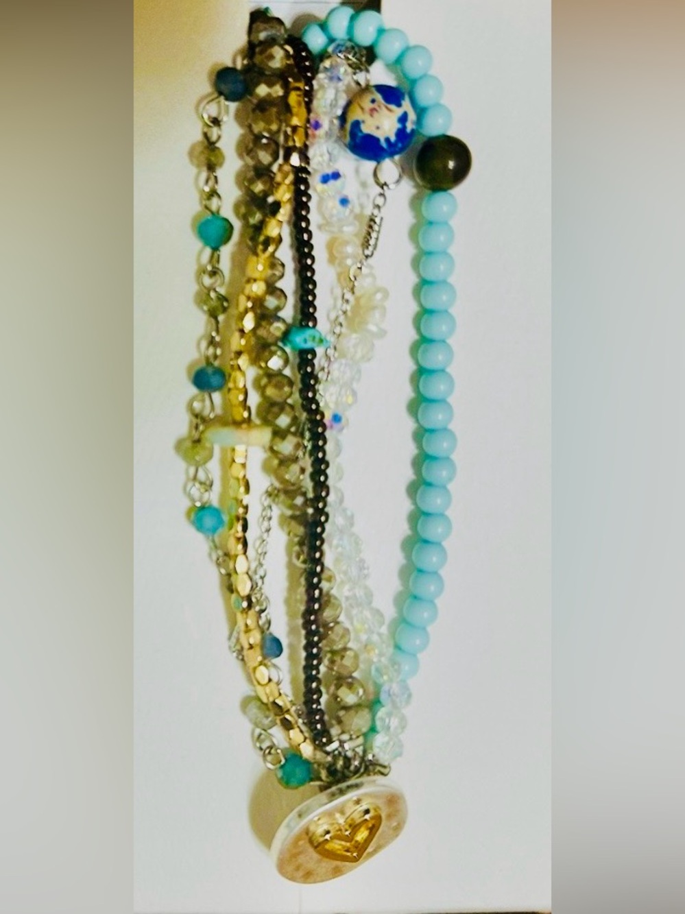 DEMDACO Multi-Strand Your Journey Heart Bracelet in Turquoise , Gold and Black - Picture 3 of 6